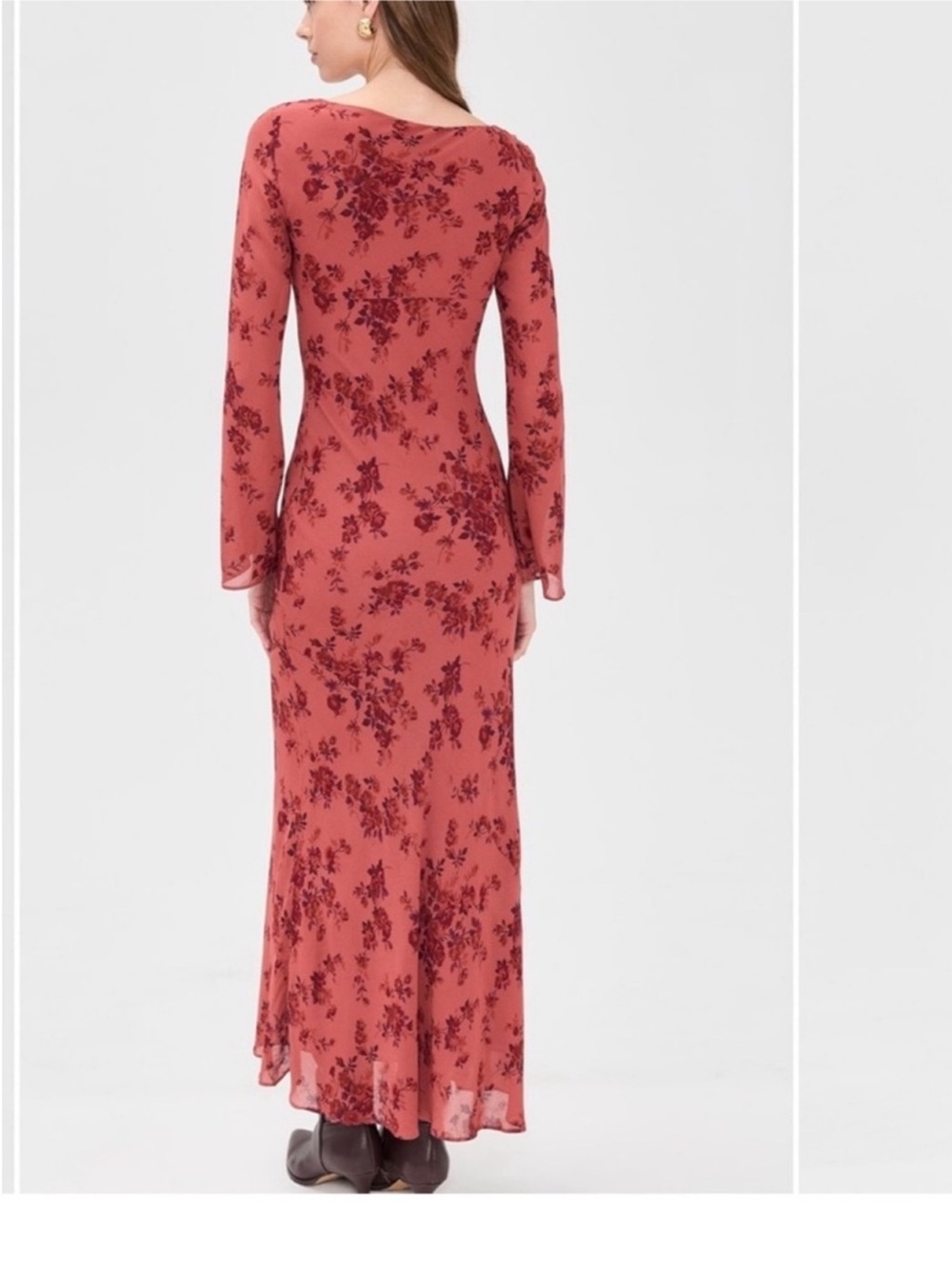 Reformation Esra Clarette Long Sleeve Floral Red Maxi Dress Size Medium - Picture 2 of 8